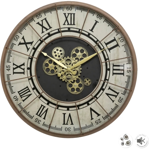 Wandklok/muur klok Stella Mare - Vintage Metal - Dia 57 cm - metaal/glas - lichtbruin -