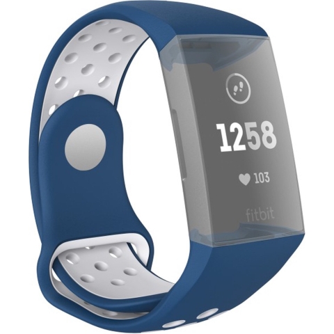 Hama Sportpolsband Voor Fitbit Charge 3/4 Ademend Horlogebandje Blauw/grijs
