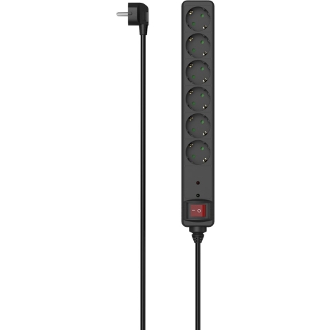 Hama Stekkerdoos 6-voudig Overspanningsbeveiliging Schakelaar 1,4 M Zwart