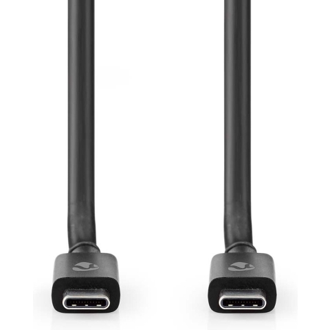 Nedis CCGP66040BK10 Usb-kabel Usb 4.0 Gen 3x2 Usb-c™ Male Usb-c™ Male 240 W 8k@60hz 40 Gbps Vernikkeld 1.00 M Rond Pvc Zwart Envelop