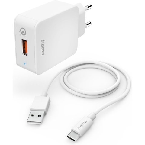 Hama Snellader Met Oplaadkabel USB-C Qualcomm® 19,5 W 1,5 M Wit