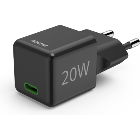 Hama Snellader USB-C PD/Qualcomm® Super-Mini-Charger 20 W Zwart