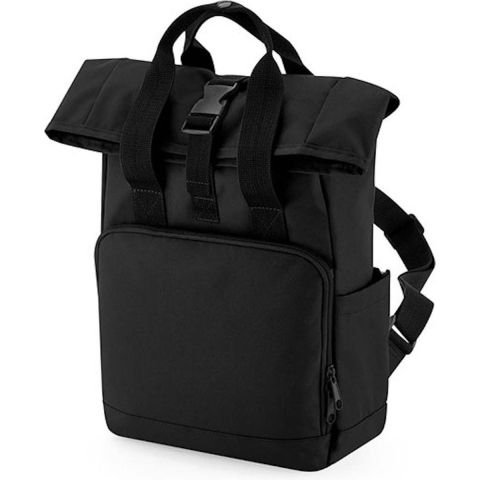 Atlantis BG118S Recycled Mini Twin Handle Roll-Top Backpack - Black - 23 x 32 x 11 cm
