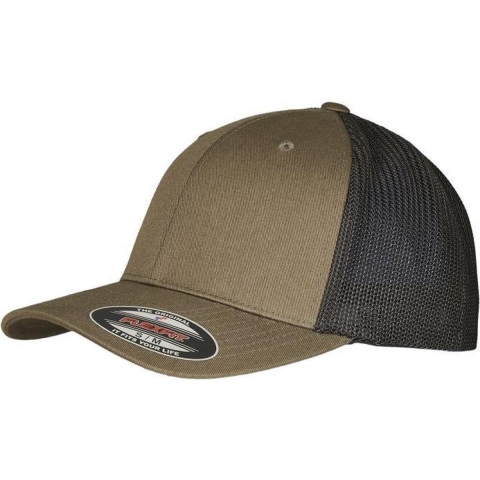 Flexfit FX6511RM Flexfit Trucker Recycled Mesh Cap - Olive/Black - S/M