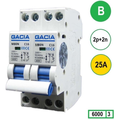 Enzo Gacia Fornuis automaat 2 X 25A B kar 2p GACIA - 4517799