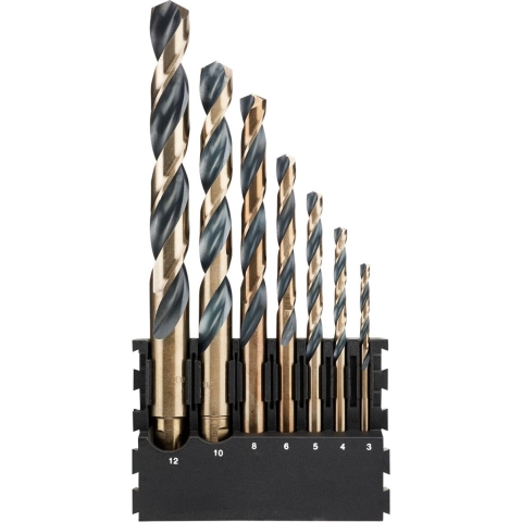 DeWalt Accessoires Houder + Black & Gold ronde schacht metaalboren | 7 stuks | 3 mm, 4 mm, 5 mm, 6 mm, 8 mm, 10 mm, 12 mm - DT70829-QZ