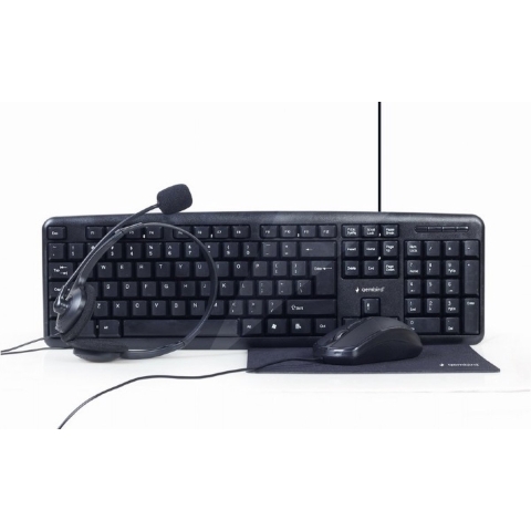 Gembird Thuiswerk set zwart toetsenbord muis+mat en headset - 9510121