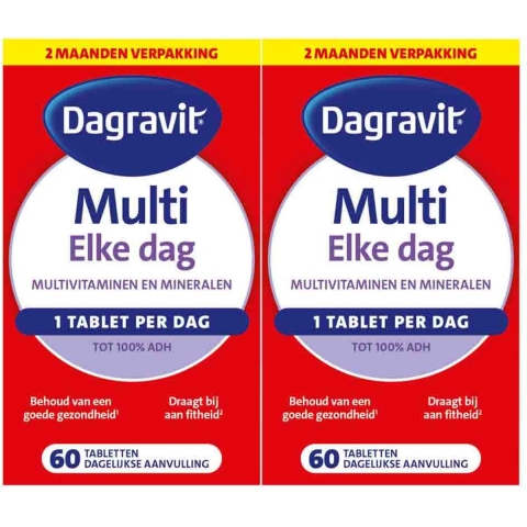 Gratis Verzending: 2x Dagravit Multi Elke Dag 60 tabletten