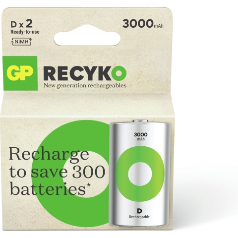 GP Recyko D 3000mah 2 Stuks Batterij