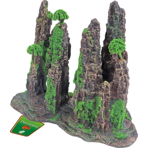 Polyresin ornament rotszuilen met gat mos en boom 22 cm - Gebr de boon