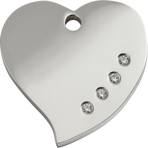 Heart Swarovski hondenpenning large/groot 2,6 cm x 4 cm - Reddingo