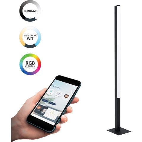 EGLO connect.z Simolaris-Z Smart Vloerlamp - 161,5 cm - Zwart|Wit