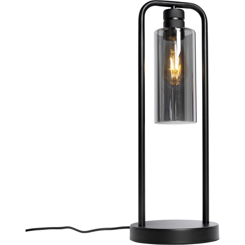 QAZQA Moderne tafellamp zwart met smoke glas - Stavelot