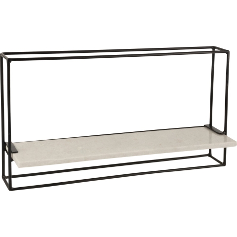J-Line wanddecoratie 1 Plank - ijzer|marmer - zwart|wit - large