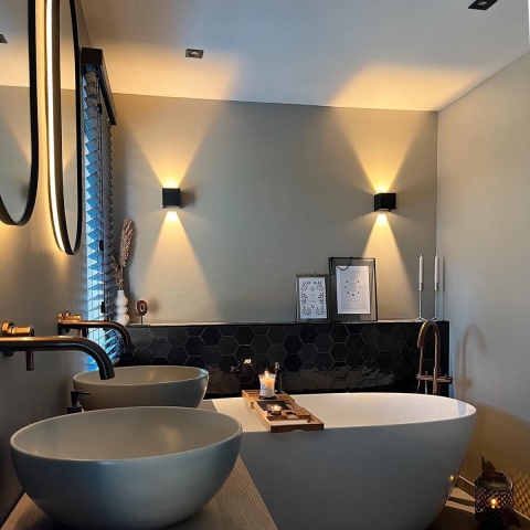 QAZQA Buiten wandlamp zwart incl. LED 2-lichts IP54 - Edwin