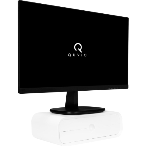 QUVIO Computer scherm standaard met 2 lades - Wit