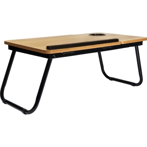 QUVIO Bedtafel met bekerhouder - Houtlook