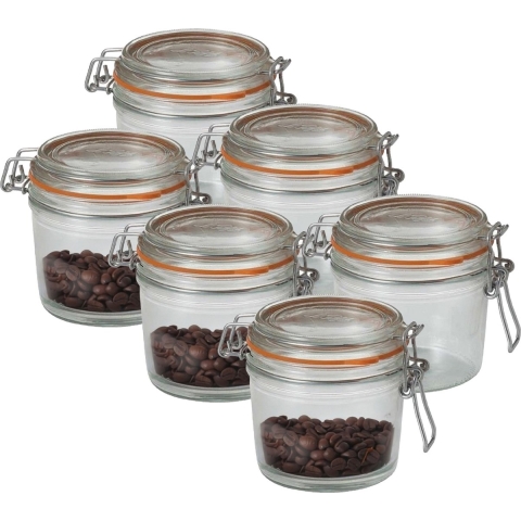 Voorraad/weckpot - 6x - transparant - glas - 10 x 8,5 cm - 350 ml - Le Parfait -