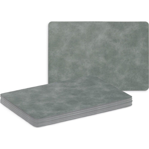 Placemats - 6x - lederlook - grijs - 42 x 30 cm - tafel dekken - onderleggers -