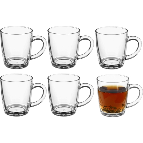 Secret de Gourmet Koffie/thee glazen met oor - set 12x stuks - transparant glas - 340 ml -