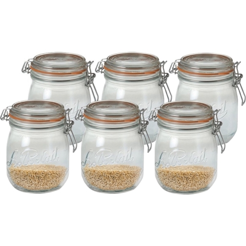 Voorraad/weckpot - 6x - transparant - glas - 11 x 8,5 cm - 500 ml- Le Parfait -