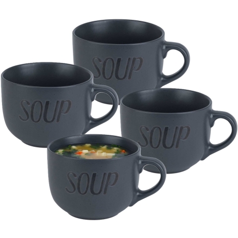 Cosy & Trendy Soepkom - 10x - donkergrijs - 11 cm - 510 ml - Soepbeker - kommetje -