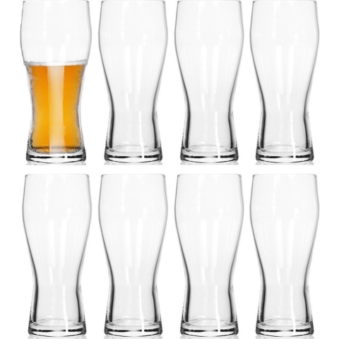 Bierglazen/drinkglazen/Pilsglazen - set van 12x stuks - 400 ml - Hoog model bierglas - 17 cm -