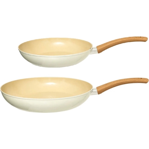 Koekenpannen set Harmony - Alle warmtebronnen - Beige - Dia 24/30 cm - handvat bakeliet - aluminium -