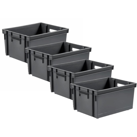EDA Opbergkrat stapelbaar - 20x - kunststof - 10 Liter - L32 x B26 x H18 cm - grijs -