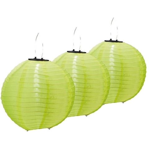3x stuks Groene solar party lampionnen 30 cm -