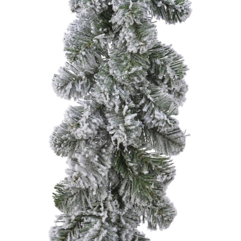 Dennenslinger - 2x - groen - met sneeuw - 270 cm - 20 cm breed - dennen guirlandes -