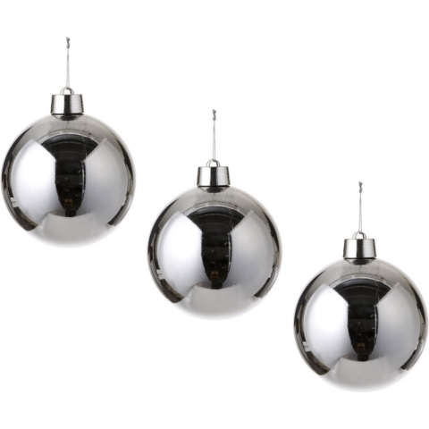 3x Grote kunststof decoratie kerstbal zilver 20 cm -