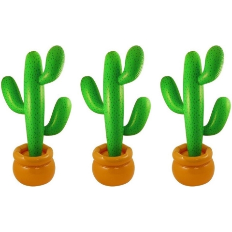 3x stuks opblaasbare cactus 87 cm feestartikelen -