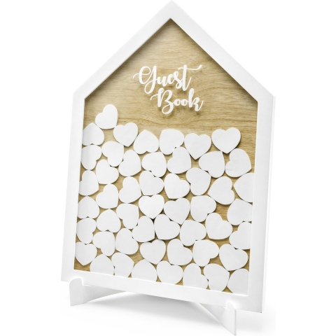 Gastenboek Huisje - Housewarming cadeau - met mini wenskaartjes - 43 x 31 cm -
