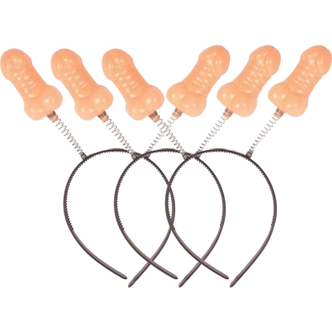 Diadeem/tiara met piemels - 10x - plastic - 15 x 25 cm - bewegende piemels -
