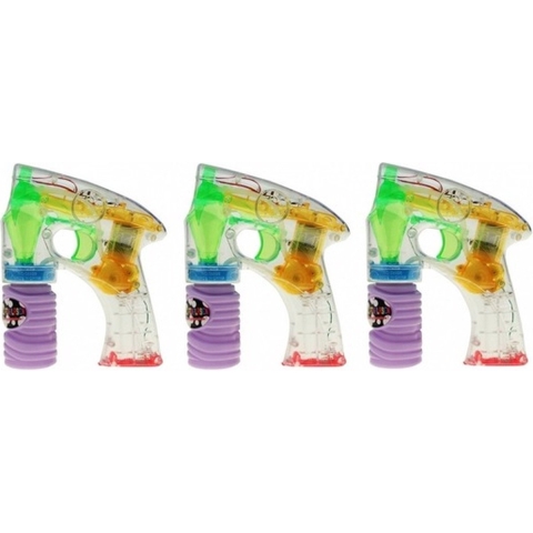 3x Bellenblaas speelgoed pistool met LED licht 14 cm -