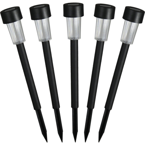 Solar tuinlamp - 10x - zwart - LED warm wit - oplaadbaar - D4,7 x H32,5 cm -