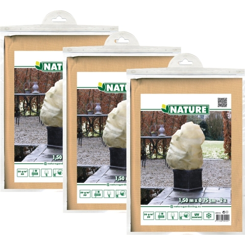 Plantenhoes met trekkoord - 6x stuks - H150 x D75 cm - beige - anti-vorst planten beschermhoes -