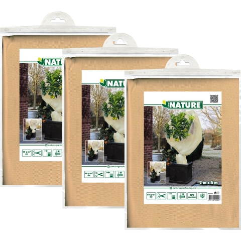 Plantenhoes XL - 3x stuks - 5 x 2 meter - beige - anti-vorst planten beschermhoes - 500 x 200 cm -