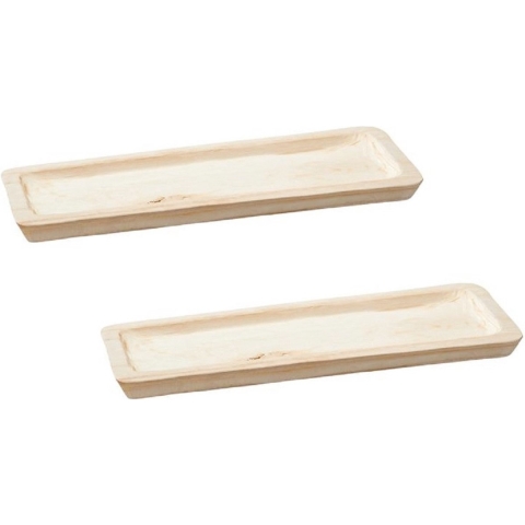 Set van 2x stuks rechthoekig kaarsenbord/kaarsenplateau hout 50 x 3 x 17 cm -