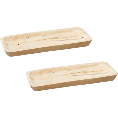 Set van 2x stuks rechthoekig kaarsenbord/kaarsenplateau hout 40 x 3 x 17 cm -