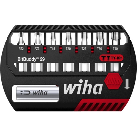 Wiha Bitset BitBuddy® TY-bit 29 mm Pozidriv, TORX® 9-delig 1/4" C6,3 - 42139 - 42139