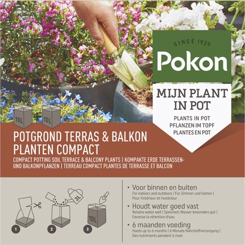3x Pokon Kokos Potgrond Terras&Balkon Compact 20 liter
