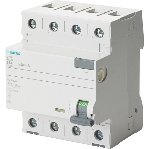 Siemens 5SV33446 Siemens Dig.Industr. Aardlekschakelaar A 4-polig 40 A 0.03 A 400 V