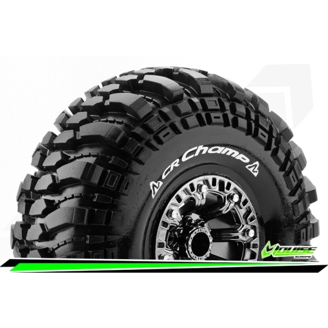 Louise CR-CHAMP Banden Set - Super Soft - 2.2" Velgen Zwart/Chroom - Hex 12mm