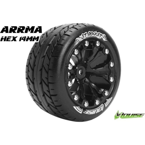 Louise ST-ROCKET Soft Banden - 2.8" Velgen Black Chrome - Hex 14mm (electro 4WD: FR/RR)