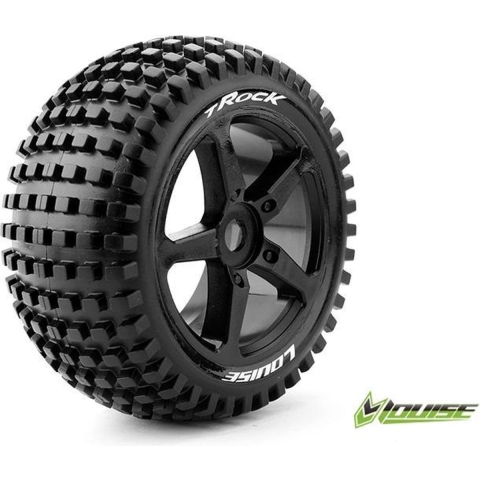 Louise T-ROCK Soft banden op zwarte velgen voor 1/8 Truggy - 0 offset