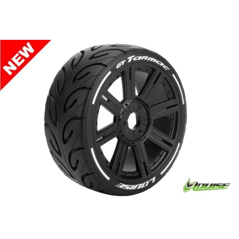Louise GT-TARMAC - MFT Super Soft banden op zwarte spaakvelgen voor 1/8 buggy