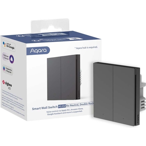 Aqara Draadloze wandschakelaar WS-EUK02-G Grijs Apple HomeKit, Alexa, Google Home