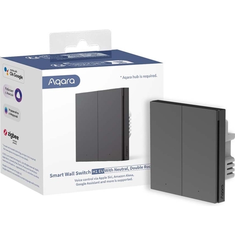 Aqara Draadloze wandschakelaar WS-EUK04-G Grijs Apple HomeKit, Alexa, Google Home
